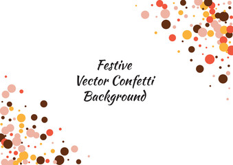 Festive color round confetti background. Abstract frame confetti texture for holiday, postcard, poster, website, carnivals, birthday and children's parties. Cover confetti mock-up. Wedding card layout