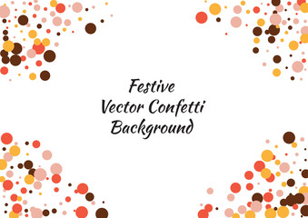Festive color round confetti background. Abstract frame confetti texture for holiday, postcard, poster, website, carnivals, birthday and children's parties. Cover confetti mock-up. Wedding card layout