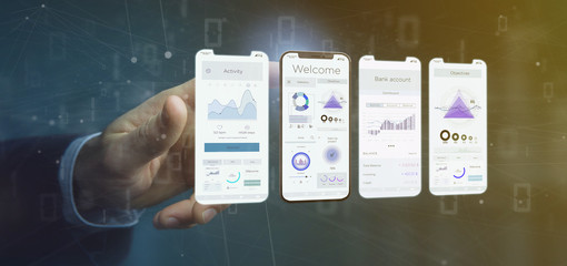 Application interface UI on a smartphone - 3d rendering