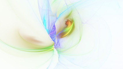 Abstract green and blue fiery shapes. Fantasy light background. Digital fractal art. 3d rendering.