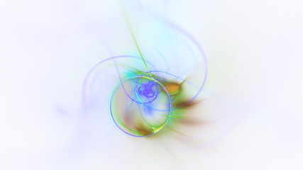 Abstract green and blue fiery shapes. Fantasy light background. Digital fractal art. 3d rendering.