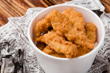 delicious golden deep fried chicken