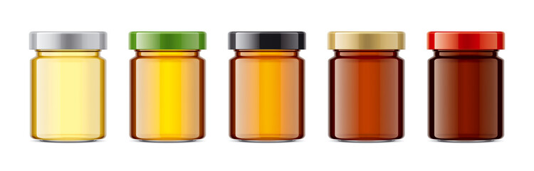 Set of Glass Jar with Honey. 