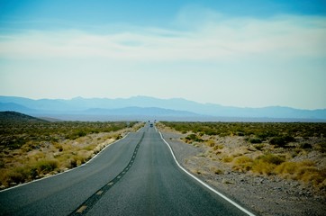 Scenic view while travelling through the Death Valley near Las Vegas