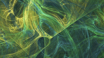 Fototapeta na wymiar Abstract transparent green crystal shapes. Fantasy light background. Digital fractal art. 3d rendering.