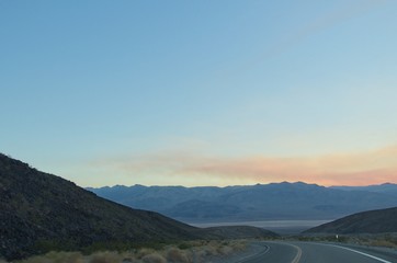 Driving towards Yosemite National Park on the border of Nevada and California