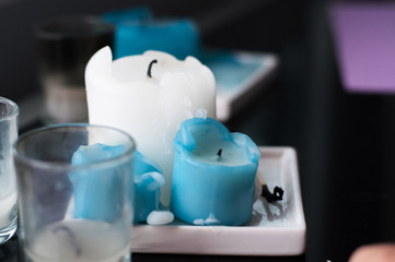 extinguished candles on the table