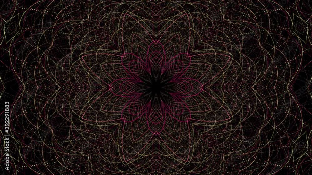 Wall mural seamless abstract kaleidoscope loop on black background