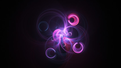Abstract violet and pink glowing shapes. Fantasy light background. Digital fractal art. 3d rendering.