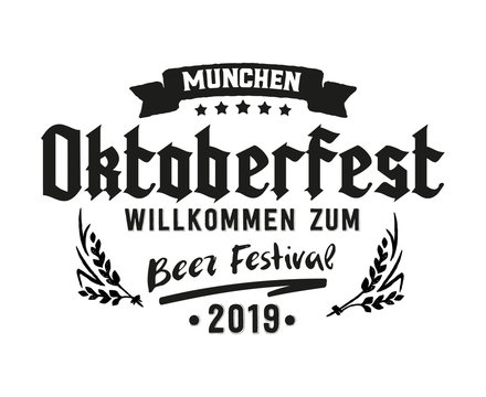 Oktoberfest beer festival. Handwritten emblem and logotype. Bavarian folk festives.