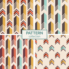 Fototapeta premium Set of four vector seamless colorful patterns of arrows.