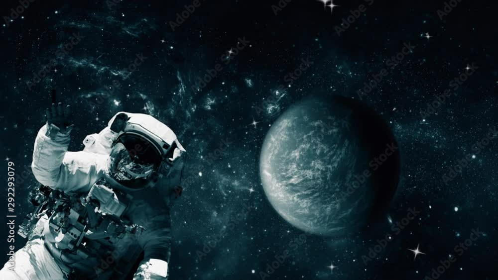 Canvas Prints astronaut in space suit in the space with planet earth and stars. elements of this video furnished b