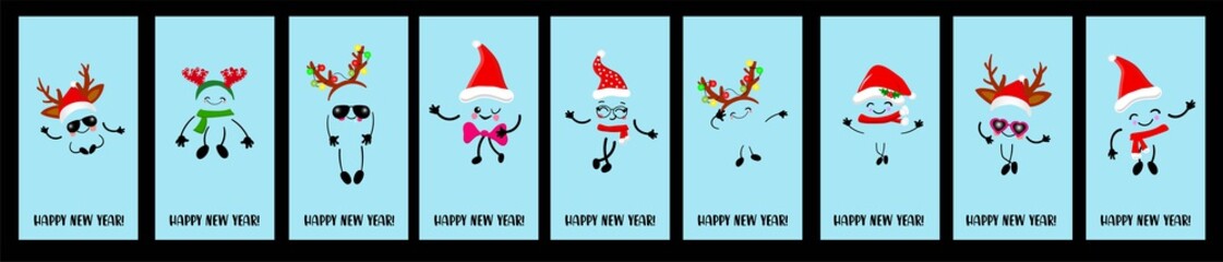 Big set of greeting card for the new year 2020..