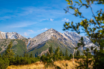 High Tatra mountain autumn sunny day, relaxing landscape, alp view