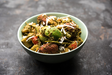 Undhiyu is a Gujarati mixed vegetable dish, specialty of Surat, India. Served in a bowl with or...