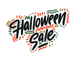 Halloween Sale special offer banner template with hand drawn lettering for holiday shopping. Limited time only. Vector illustration.