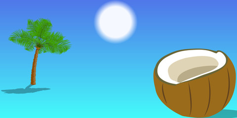 Desert landscape with palm and coconut