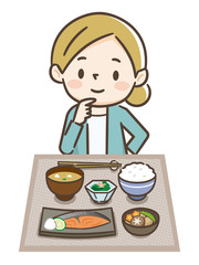 食事をする女性