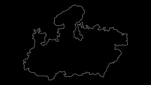 Madhya Pradesh India state map outline animation