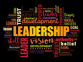 LEADERSHIP word cloud collage, business concept background