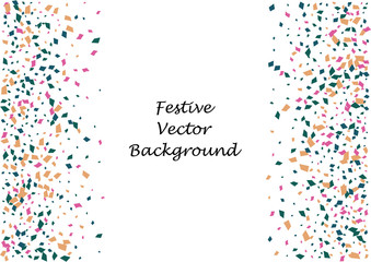 Festive color rectangle confetti background. Abstract frame confetti texture for holiday, postcard, poster, website, carnivals, birthday and children's parties. Cover confetti mock-up. Wedding card
