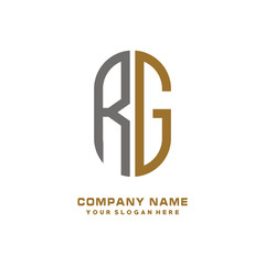 RG minimalist letters, with black and gold, white, black background logos