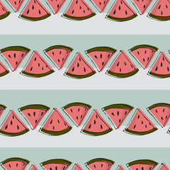Watermelon boats misprint seamless vector pattern.