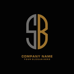 SB minimalist letters, with black and gold, white, black background logos