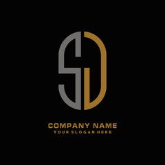 SJ minimalist letters, with black and gold, white, black background logos