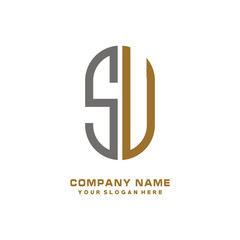 SU minimalist letters, with black and gold, white, black background logos