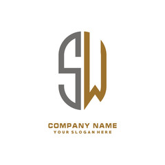 Obraz premium SW minimalist letters, with black and gold, white, black background logos