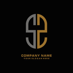 SZ minimalist letters, with black and gold, white, black background logos