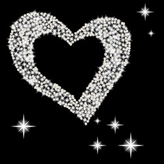 Heart with large beautiful pearls and stars romantic