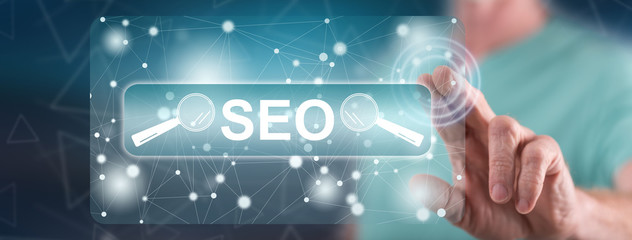 Man touching a seo concept