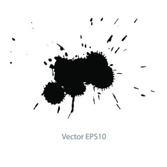 black ink blot on white background