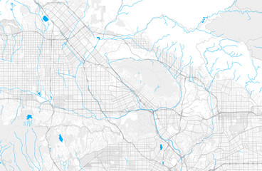 Rich detailed vector map of Burbank, California, USA