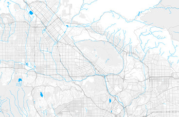 Rich detailed vector map of Burbank, California, USA