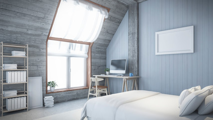 Obraz na płótnie Canvas room Design wall garret Loft attic 3D rendering