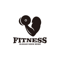 Barbel, bodybuilding, fitness logo