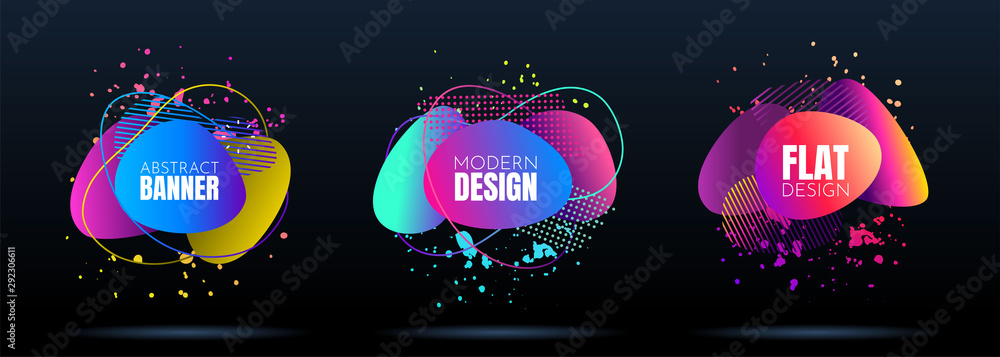 Poster vector modern abstract banners. flat geometric dynamic color. modern art graphics. element for desig