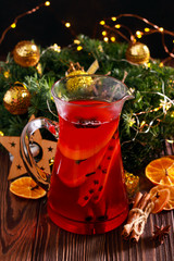 Hot spicy punch drink for the holidays