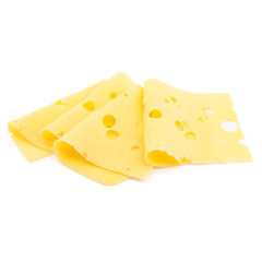 Yellow cheese slice isolated on a white background. 