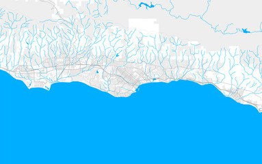 Rich detailed vector map of Santa Barbara, California, USA - obrazy, fototapety, plakaty