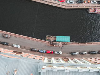 Aerial photography of the historic city center, rooftops, St. Petersburg, Russia.