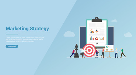 marketing strategy business team meeting for website template or banner landing homepage - vector