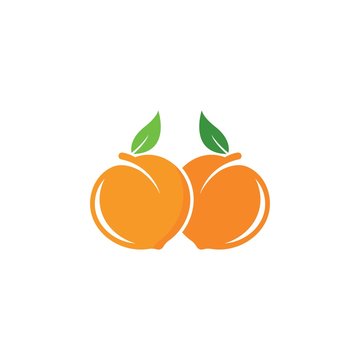 Set of peach fruit logo vector icon concept illustration design 
