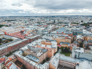 Aerial photography of residential buildings in the Park, city center, old buildings, St. Petersburg, Russia