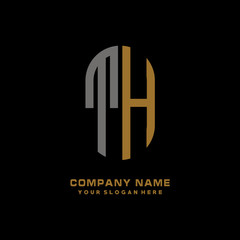 TH minimalist letters, with black and gold, white, black background logos