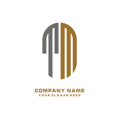 TM minimalist letters, with black and gold, white, black background logos