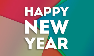Happy New Year - word written on colorful paper cards background
